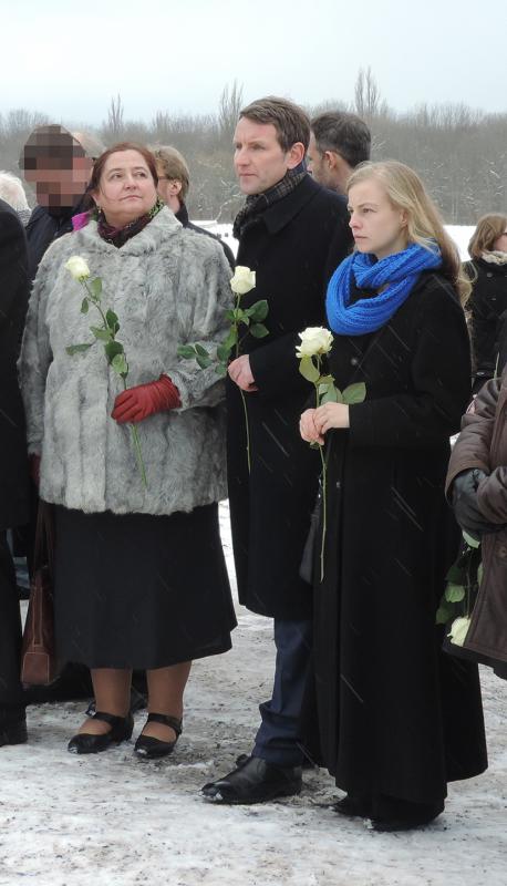 Höcke, Muhsal und Herold am 27. Januar 2015 in der Gedenkstätte Buchenwald