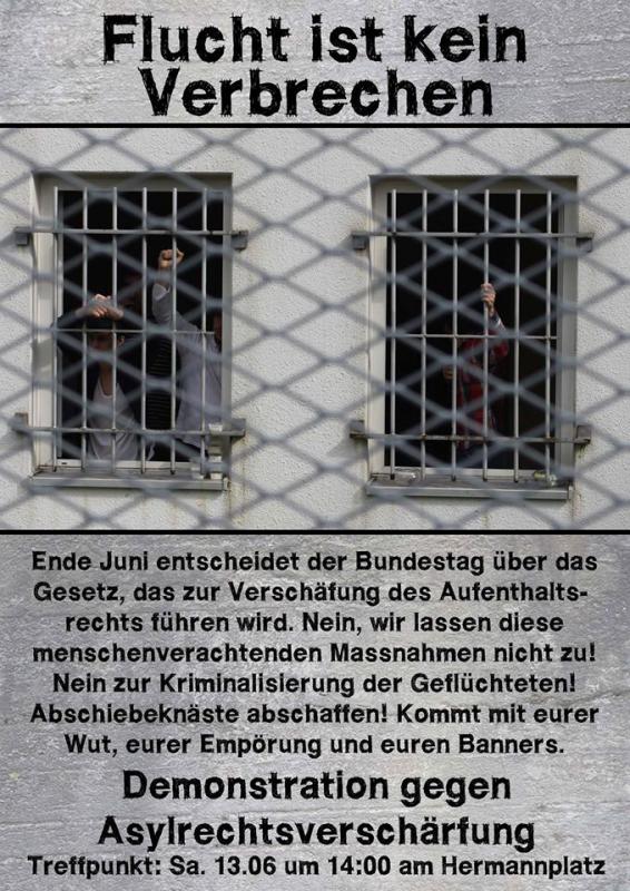 Flyer für die Demo im Juni: Flucht ist kein Verbrechen