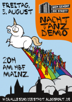 Flyer zur 2. Mainzer Nachttanzdemo "... denn wir alle sind die Stadt!"