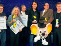 Georg Schramm (Zweiter von rechts) und die anderen Träger des Kleinkunstpreises Baden-Württemberg in Rust: Foto: dpa