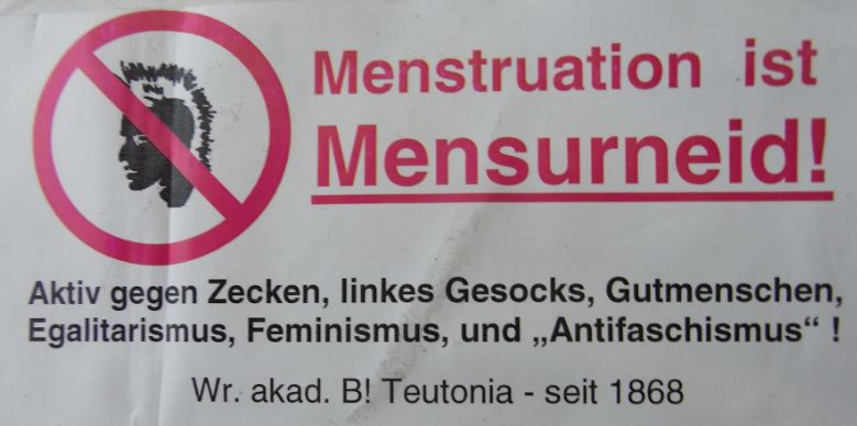 Burschi-Aufkleber "Menstruation ist Mensurneid"