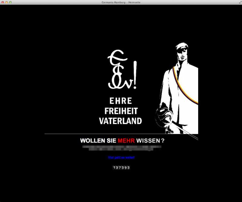 Germania Hamburg (Screenshot): "Ehre, Freiheit, Vaterland" - der Wahlspruch der Burschenschaft