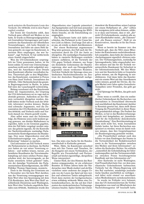 DER SPIEGEL 28/2015: »Anschlag auf die Pressefreiheit« (Seite 4/5)