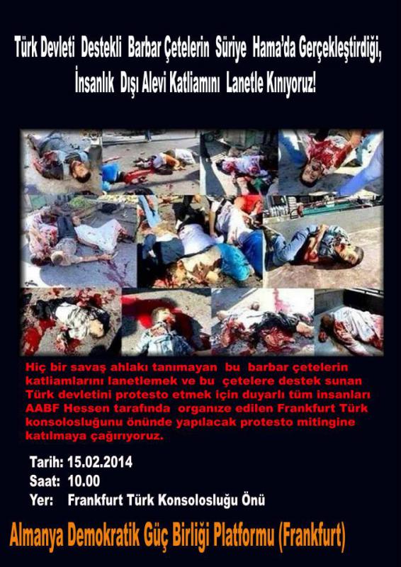 Kungebung: Stoppt das Massaker an Kurdischen Aleviten in Frankfurt am Main am 15.02.2014 10:00
