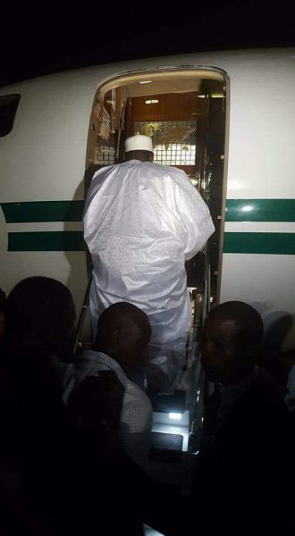 Adama Barrow boarding a flight to Bamako, Mali