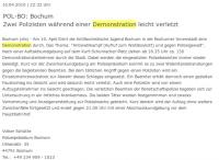 Pressemitteilung der Bochumer Polizei (gleicht 1:1 dem späteren Artikel der Haus- und HofberichterstatterInnen der WAZ)