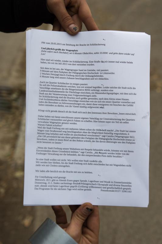 Pressemitteilung zur Besetzung der Brache am Schildackerweg