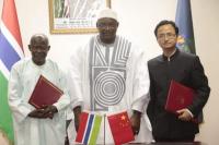 Archive picture: Mr Darboe, President Barrow and Chinese ambassador to Gambia (Trio after signing ICC project).