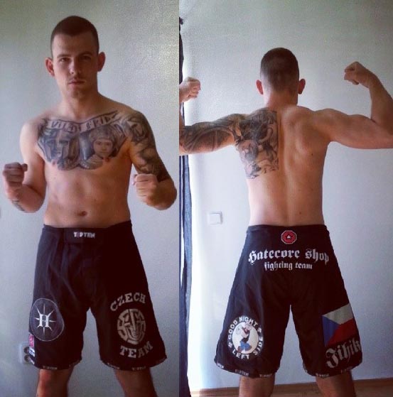 Jiří Smola before the Lyon tournament in Hatecore Shop’s shorts with the Good Night Left Side logo.