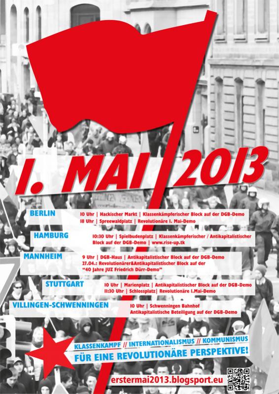 1. Mai: Klassenkampf – Internationalismus – Kommunismus! Die revolutionäre Perspektive erkämpfen!