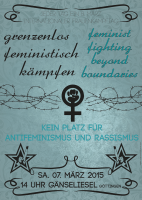 [GÖ Plakat] Grenzenlos feministisch kämpfen  – kein Platz für Antifeminismus, Rassismus, Homo- und Transphobie! 