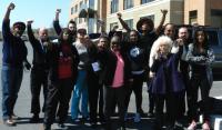 New Yorks FREE MUMIA Coalition vor der Gefängnisbehörde von Pennsylvania: Stand with Mumia!