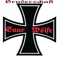 Logo der "Bruderschaft Saar Wölfe" mit Eisernem Kreuz