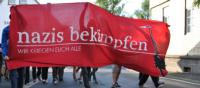 Linker Aktivisten demonstrieren in Rabenau-Geilhausen.