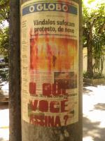 “whom do you stand for?” poster against lies of globo