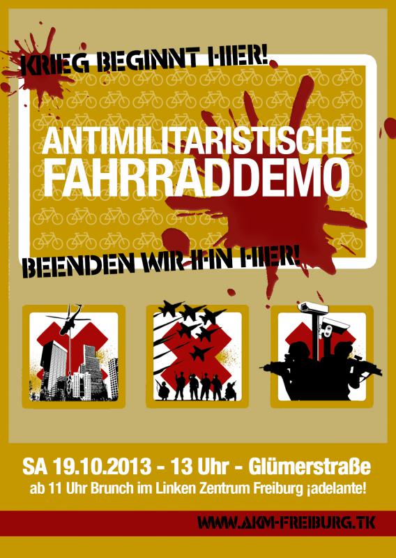 Krieg beginnt hier - Antimilitaristische Fahrrad-Demo in Freiburg