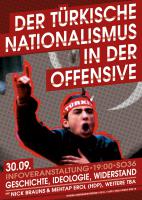Infoveranstaltung: Der Türkische Nationalismus in der Offensive – Geschichte, Ideologie, Widerstand / Flyer Vorderseite