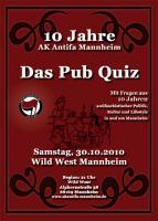 10 Jahre AK Antifa Mannheim - Pub Quiz-Flyer
