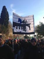 CasaPound Italia auf der italienweiten Kundgebung der Forconi auf der Piazza di Popolo in Rom am 18. Dezember 2013