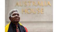 Yolngu leader Rev. Dr. Djiniyini Gondarra in front of Australia House in London