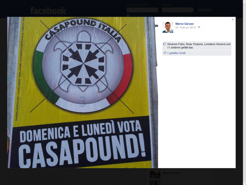 Marco Caruso unterstützt CasaPound im Wahljahr 2013