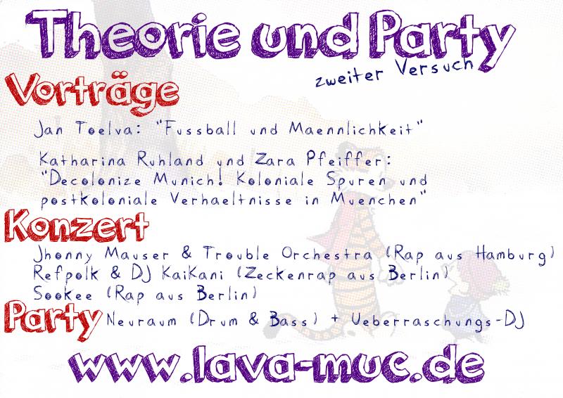 Theorie und Party Flyer vorderseite