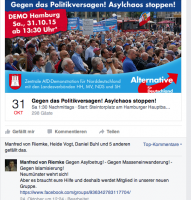 Manfred von Riemke macht Werbung für die Demo am 14.11. auf der AfD-Seite Neumünster