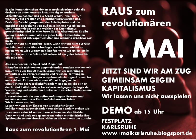 Flyer Revolutionärer 1. Mai in Karlsruhe 2