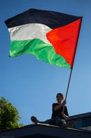 Nakba Demo Berlin, Junge auf Lautsprecherwagen