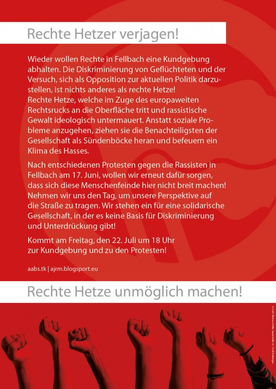 Fellbach: Rechte Hetzer verjagen! (Flyer hinten)