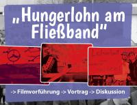 Banner: Hungerlohn am Fließband