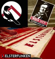 ef07 - Logo, Aufkleber und Transparent der Elsterfunken in Rot. 