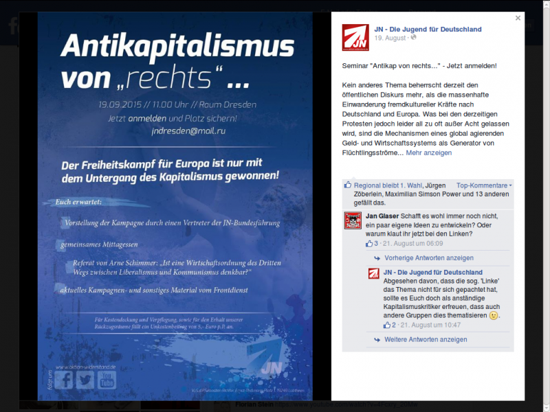 Antikapitalismus von Rechts, JN-Treffen am 19.09.2015 in der Nähe von Dresden