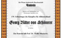 Einladung zur Ehrung von Georg Ritter von Schönerer