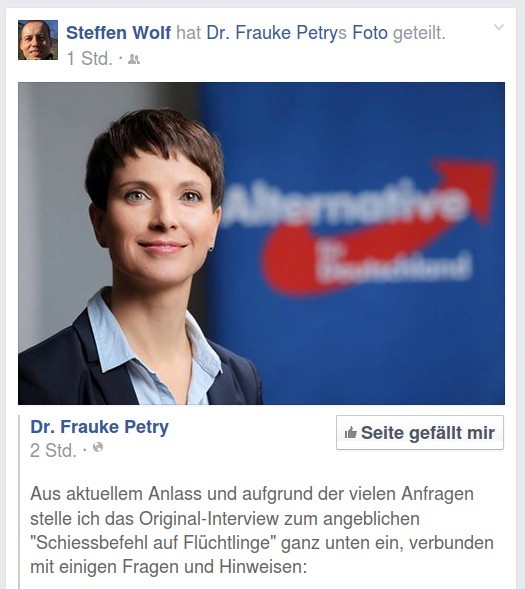 Nazianwalt Steffen Hammer verbreitet Statement von Frauke Petry zum „Schießbefehl“