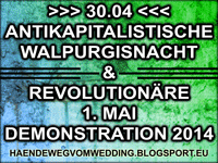 Banner Antikapitalistische Walpurgisnacht 2014