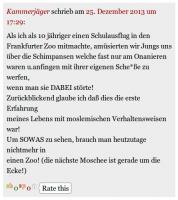 Rassistische Hetze von Federico Götz alias "Kammerjäger" am 25.12.2013 auf dem "Kybeline"-Blog