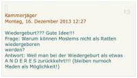 Antimuslimische Hetze von Federico Götz alias "Kammerjäger" am 16.12.2013 auf dem "Michael Mannheimer"-Blog
