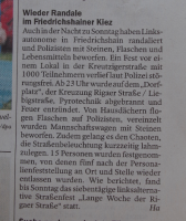 Tagesspiegel: »Wieder Randale im Friedrichshainer Kiez«