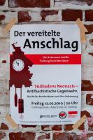 12.02.2010, Plakat für eine Infoveranstaltung über antifaschistische Aktionen gegen die Naziszene in Freiburg und Umgebung.