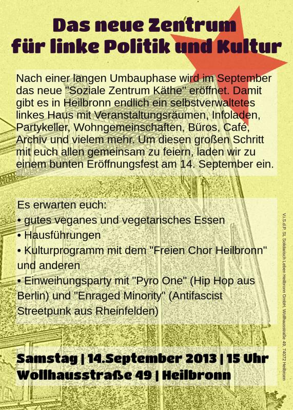 SZ Käthe Eröffnungsfest Flyer Rückseite