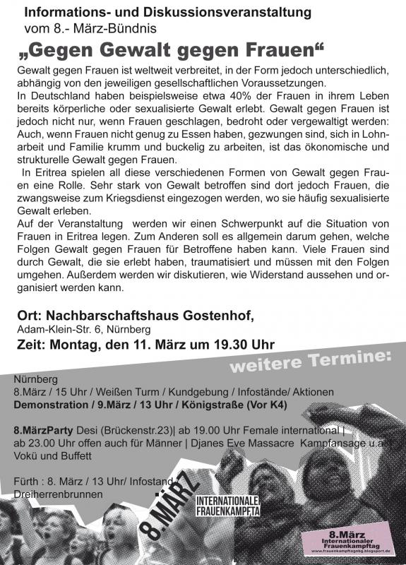 Veranstaltungsflyer 8.März-Bündnis Nürnberg