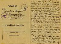 Feldpostbrief von Mengele aus dem Januar 1942.