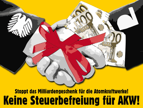 Keine Steuerbefreiung für AKW!