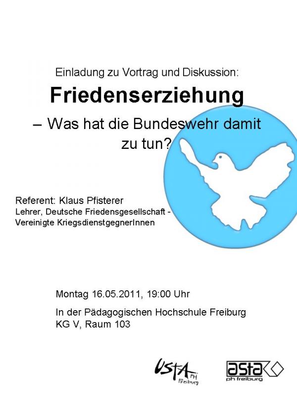 Vortrag und Diskussion: Friedenserziehung und Bundeswehr
