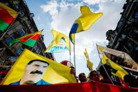 Kurds recently demonstrating in all Germany against islamist terror, displaying pictures of the PKK leader Abdullah Öcalan imprisoned in Turkey.Image: dpa
