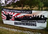 Werbung für den „Tag der deutschen Zukunft“, der 2017 in Karlsruhe stattfinden soll (Juni 2016)