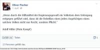 Fischer mit Hitler Zitat ("Mein Kampf")auf Facebook