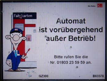 Automat ist vorübergehend außer Betrieb