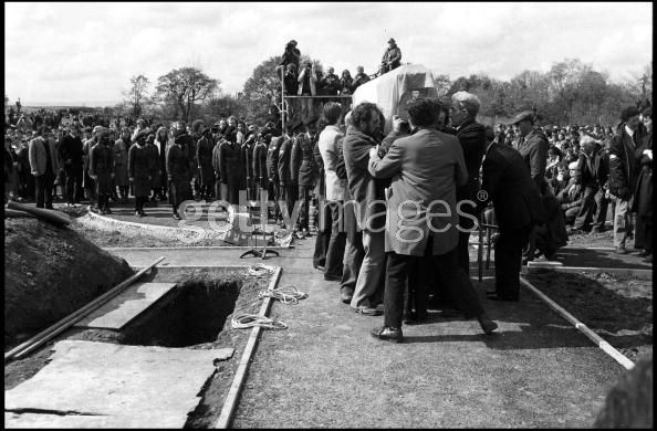 The funeral of IRA hunger striker Francis Hughes in Bellaghy, in County Londonderry, 15th May 1981. Hughes was the second person, after Bobby Sands, to die in May 1981 during a hunger strike at the Maze (Long Kesh) prison. (Photo Alex Bowie/Getty Images) The funeral of IRA hunger striker Francis Hughes in Bellaghy, in County Londonderry, 15th May 1981. Hughes was the second person, after Bobby Sands, to die in May 1981 during a hunger strike at the Maze (Long Kesh) prison. (Photo Alex Bowie/Getty Images)